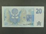 20 Kč 1994 s. B 67 proužek vlevo, Baj. CZ 10b, Pi. 10b 