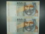 500 Sk 1.10.1993 s. A, nerozstřižené 2ks, Baj. SK 9a, Pi. 23