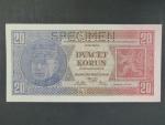 20 Kč 1.10.1926 série Me, perf. SPECIMEN