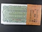 5 Kčs 1953 tiskárna STC Praha kompletní 100 ks balíček s původní bankovní páskou