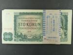 100 Kčs 1961 série G, číslovač 1c, kompletní 100 ks balíček s původní bankovní páskou