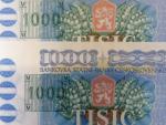 chybotisk, 1000 Kč 1985/1993 série U 34, kolek tištěný a posunutý tisk kolku doprava