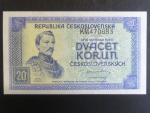 20 Kčs 1945 série KM, posun číslovače směrem nahoru