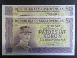 50 Kčs 1945 série JT, dva kusy s číslem po sobě