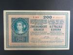200 K 27.10.1918, serie B 1015, s potiskem na R, maďarské fialové kulaté raz.