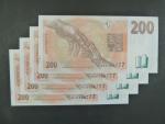 200 Kč 1998 s. G - čtveřice bankovek se stejným číslem, ale jinou sérií