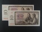10 Kčs 1960 s. H 03, dva kusy s čísly po sobě