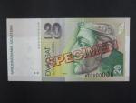 20 Sk 31.10.1997 serie B 00000000, anulát číslo 0696 s pretiskem SPECIMEN, Ba. SK 7c