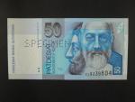 50 Sk 1.8.1993 serie C, 1x vodorovná perf. SPECIMEN, Ba. SK 6a
