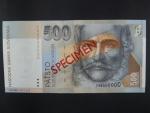 500 Sk 31.10.1996 serie F 00000000, anulát číslo 696 s přetiskem SPECIMEN, Baj. SK 9b, Pi. 27s
