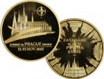 2002, Česká mincovna, zlatá medaile Summit NATO v Praze (J.Bejvl), Au 0,999, 31,1g (1 UNZ), průměr 37mm, náklad 100 ks, číslo 23