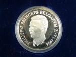 Ag medaile - Philippe Prince de Belgique, Ag 0,925, 11,5 g, průměr 30mm, náklad 7500ks, certifikát, etue