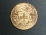 Švýcarsko - 20 Frank 1915 B, 6,451g, Au 0.900