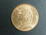 Švýcarsko - 20 Frank 1897 B, 6,451g, Au 0.900