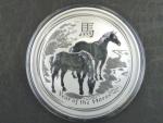 2 Dollars - 2 Oz (62,2700g)  Ag - Rok koně 2014, kvalita proof, Ag 999/1000, etue