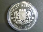 2000 Shillings 2016 - 1 Kg Ag - sloni, kvalita proof, Ag 999/1000, 1000g, etue