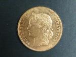 Švýcarsko - 20 Frank 1891 B, 6,451g, Au 0.900
