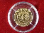 1999 Au medaile (M. Vitanovský) - 1000 let úmrtí Boleslava II. Hlava v přilbě zleva, opis / Český denár, opis. Au 0,986, 20 mm (3,49 g), ražba ČNS Praha (náklad 75 ks)