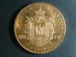 100 Frank 1858 A Napoleon III., Au 900/1000, 32,25 g, průměr 35 mm