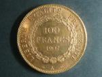 100 Frank 1907 A., Au 900/1000, 32,25 g, průměr 35 mm