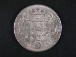 Stříbrná 5 Lati z r. 1932, průměr 37mm