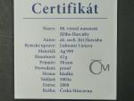 pamětní medaile 2008 Autoportrét prof. J.Harcuby, Ag 0,999, 42g, náklad 500 ks, etue, certifikát, skvrnka