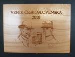 dřevěná etue na 2 ks Au mincí 10.000 Kč 2018 Vznik Československa