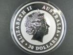 30 Dollars - 1 Kg Ag -  Kookaburra 2013, kvalita proof, Ag 999/1000, 1000g, etue
