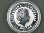 1 Dollars - 1 Oz (31,1050g)  Ag - Kookaburra 2008, kvalita proof, Ag 999/1000, etue