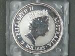 5 Dollars - 1 Oz (31,1050g)  Ag - Kookaburra 1991, kvalita proof, Ag 999/1000, etue