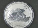 1 Dollars - 1 Oz (31,1050g)  Ag - Rok krysy 2008, kvalita proof, Ag 999/1000, etue