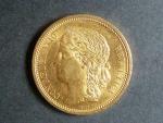 Švýcarsko - 20 Frank 1883, 6,451g, Au 0.900