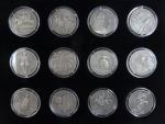 sada 12 ti pamětních medailí 2015 z cyklu Kalendárium, 12x 1 OZ Ag, č.10, certifikáty, etue