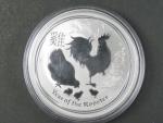 1 Dollars - 1 Oz (31,1050g)  Ag - Rok kohouta 2017, kvalita proof, Ag 999/1000, etue