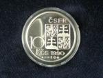 Stříbrná replika 10 Kčs 1990 Masaryk, číslovaná č.124, punc a značky gravírované, Ag 925, 7,8 g, průměr 24,5 mm, limit 150ks, etue