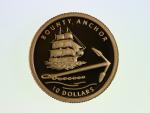 10 Dolarů 2007, Kotva HMS Bounty, Au 0.999, 1,24 g. průměr 13,92 mm