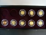 sada 8ks pamětních mincí 2000 Kč Deset století architektury ve společné etui, mimo dvou prvních mincí, certifikáty, bezvadný stav, PROOF