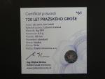 pražský groš 720.let  - novoražba 2020, Ag 999,  6.5 g, průměr 28 mm, náklad 90 ks, etue, certifikát č. 61