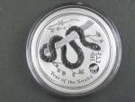 1 Dollars - 1 Oz (31,1050g)  Ag - Rok hada 2013 s kontramarkou lva, kvalita proof, Ag 999/1000, etue