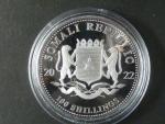 100 Shillings 2022 - sloni, kvalita proof, 1 OZ Ag 999,9, etue