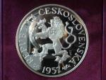 Au velká replika 1 Kčs 1957, číslovaná č. 14, Au 999, 70g, průměr 52 mm, náklad 30ks, dřevěná etue, certifikát