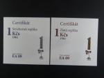 Au + Ag replika 1 Kčs 1961, číslované č. EA 09 autorské odražky, Au 986, 7,8g, Ag 925, 7,8g ,průměr 23 mm, náklad 15 ks, dřevěné etue, certifikáty 
