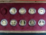 sada 9 ks pamětních mincí 2500 Kč kulturní památky technického dědictví, bez první mince, společná etue, certifikáty