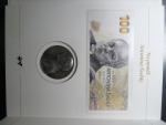 Ag  pamětní medaile J.Šejnosty - A.Švehla s pamětním tiskem ve formě bankovky série S, Ag 999, 155 g, průměr 65 mm, ražba Česká mincovna 2023, náklad 120 ks, číslované, etue, certifikát