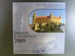 2009 ročníková sada euromincí k výročí 70.rokov Slovenskej Koruny, stříbrná replika 5ks 1939 proof, číslované