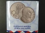 Pt replika 10 Kčs 1992 Rašín, č. 96, puncy, Pt 999, 7,8 g, průměr 24,5 mm, limit 100 ks, etue, certifikát, ražba Kremnica