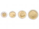 sada zlatých mincí Karla IV., 1000, 2500, 5000, 10000 Kč 1999, kvalita proof, raženo 1296 ks, společná dřevěná etue, certifikáty, N ZCZ 5-8