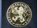 Ag velká replika 1 Kčs 1957, číslovaná č. 44, Au 999, 70g, průměr 52 mm, náklad 95 ks, dřevěná etue, certifikát