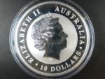 10 Dollars - 10 Oz Ag - Kookaburra 2014, kvalita proof, Ag 999/1000, 311,05g, etue