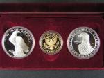 Dva stříbrné 1Dolary, 26,73g a jeden zlatý 10ti Dolar, 13,718g k olimpiádě v Los Angeles 1984 ve společné etui